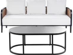 Loungesæt med bord 3 personers MONTEFALCO Metal Hvid