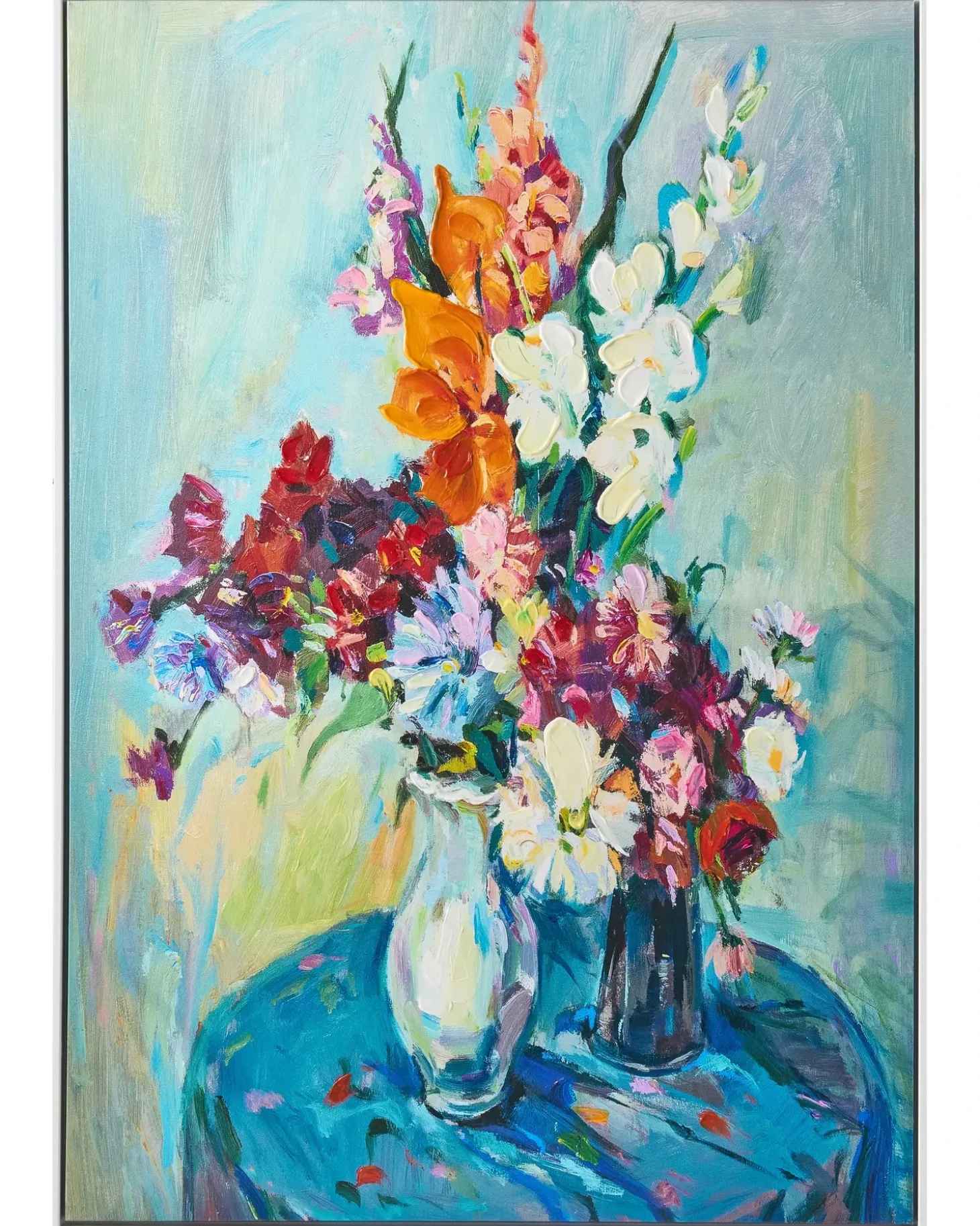 Lærred KINSALE Blomster motiv Blå