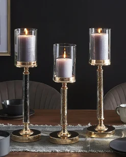 Lysestage ABBEVILLE Glas 48 cm Guld