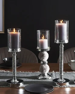 Lysestage ABBEVILLE Glas 48 cm Sølv