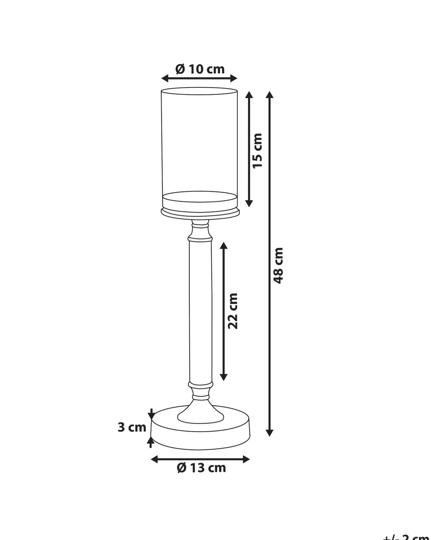 Lysestage ABBEVILLE Glas 48 cm Sølv