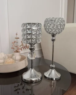 Lysestage AVORD Glas 33 cm Sølv