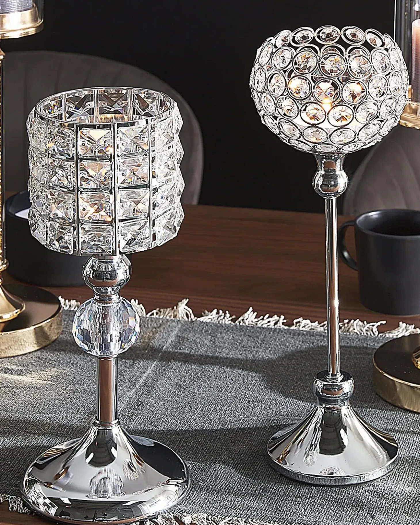 Lysestage AVORD Glas 33 cm Sølv