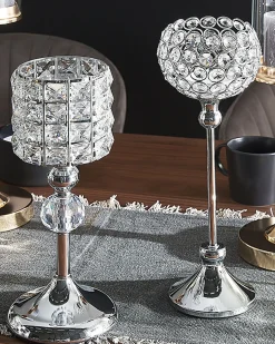 Lysestage AVORD Glas 33 cm Sølv