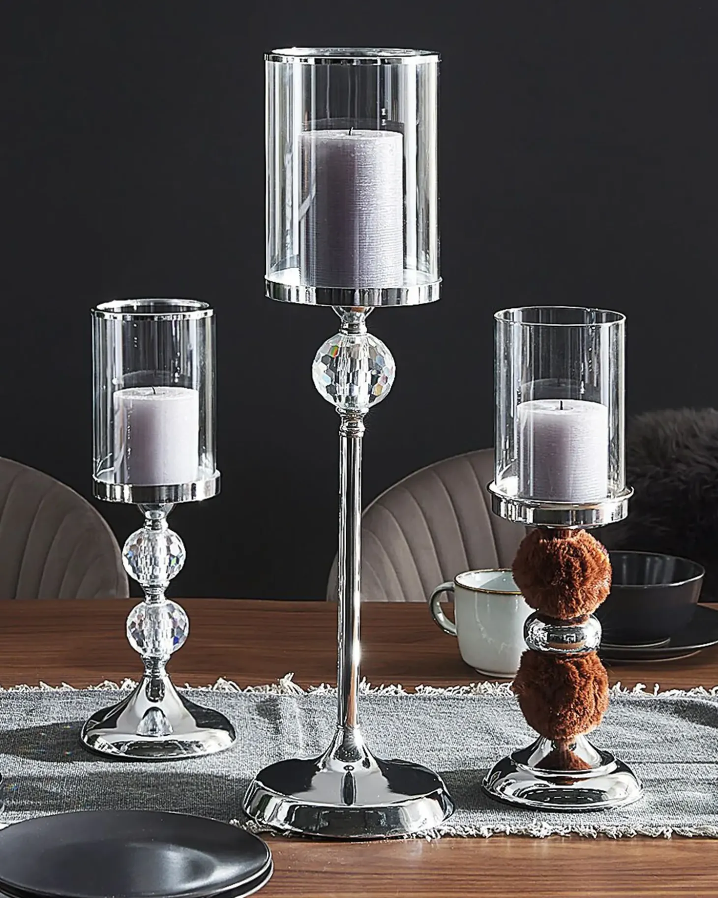 Lysestage COTUI Glas 58 cm Sølv