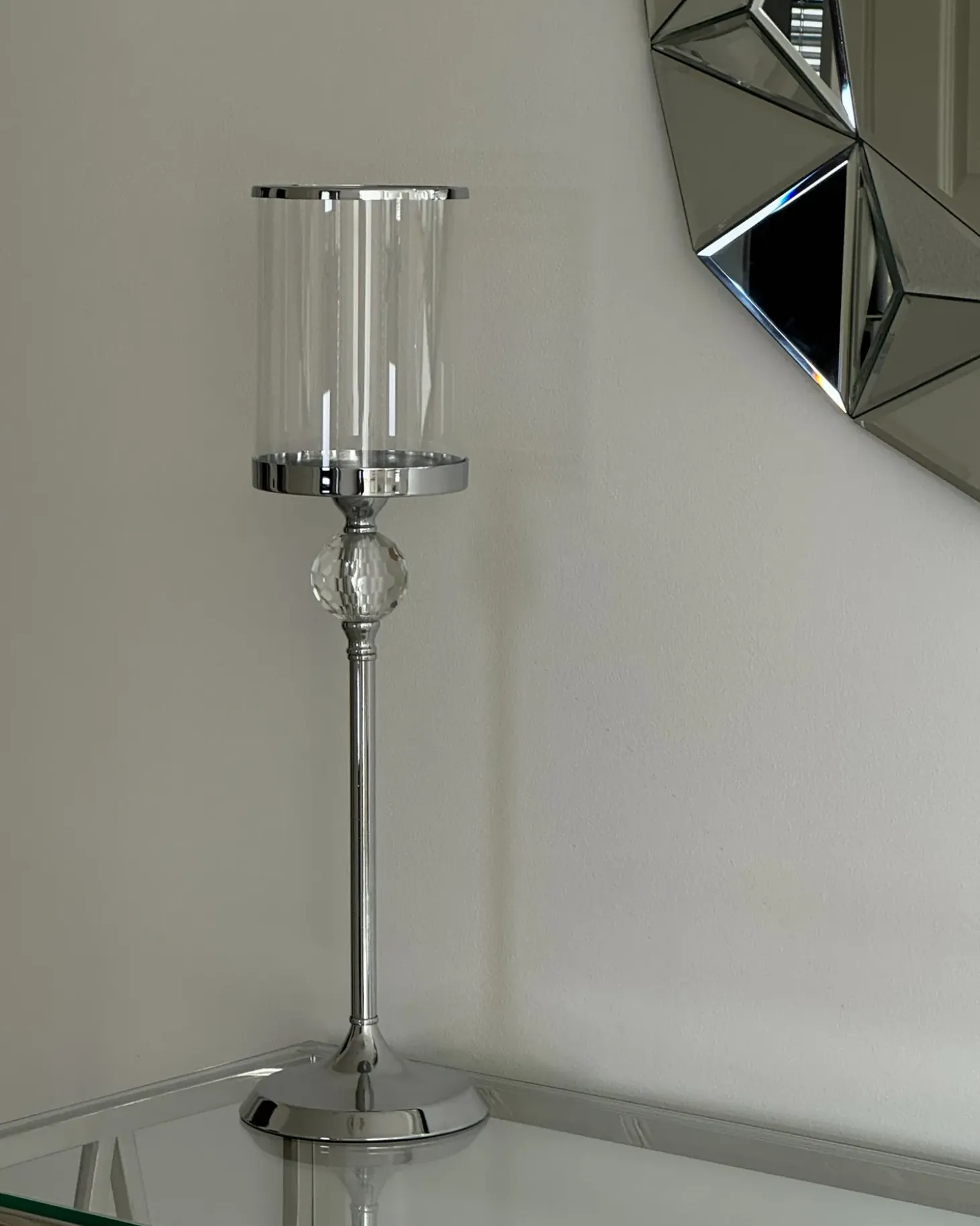 Lysestage COTUI Glas 58 cm Sølv