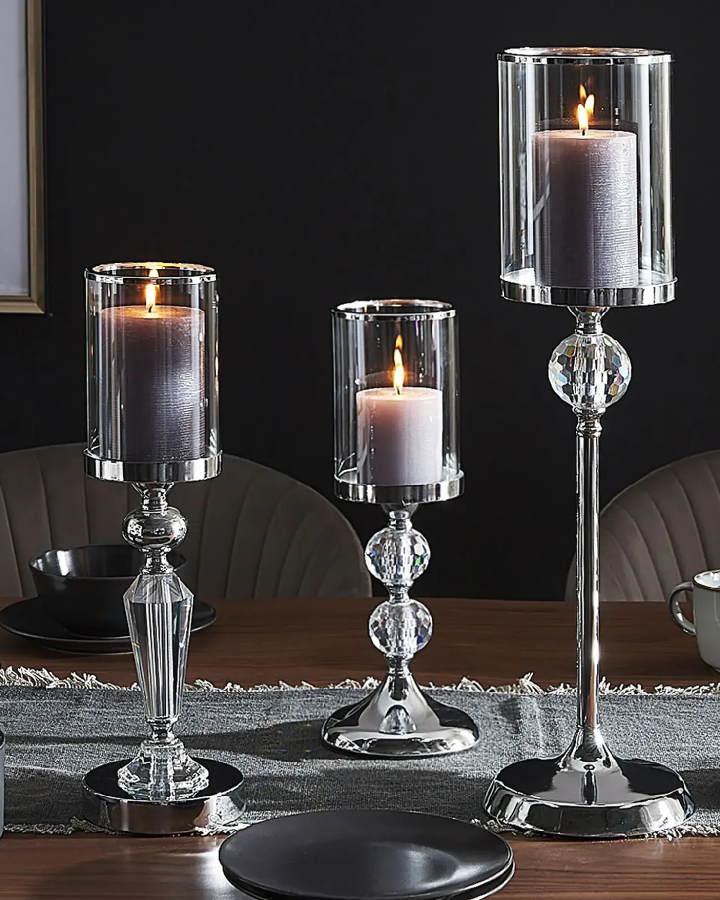 Lysestage COTUI Glas 36 cm Sølv