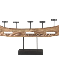 Lysestage GUATEMALA Fyretræ 36 cm Brun