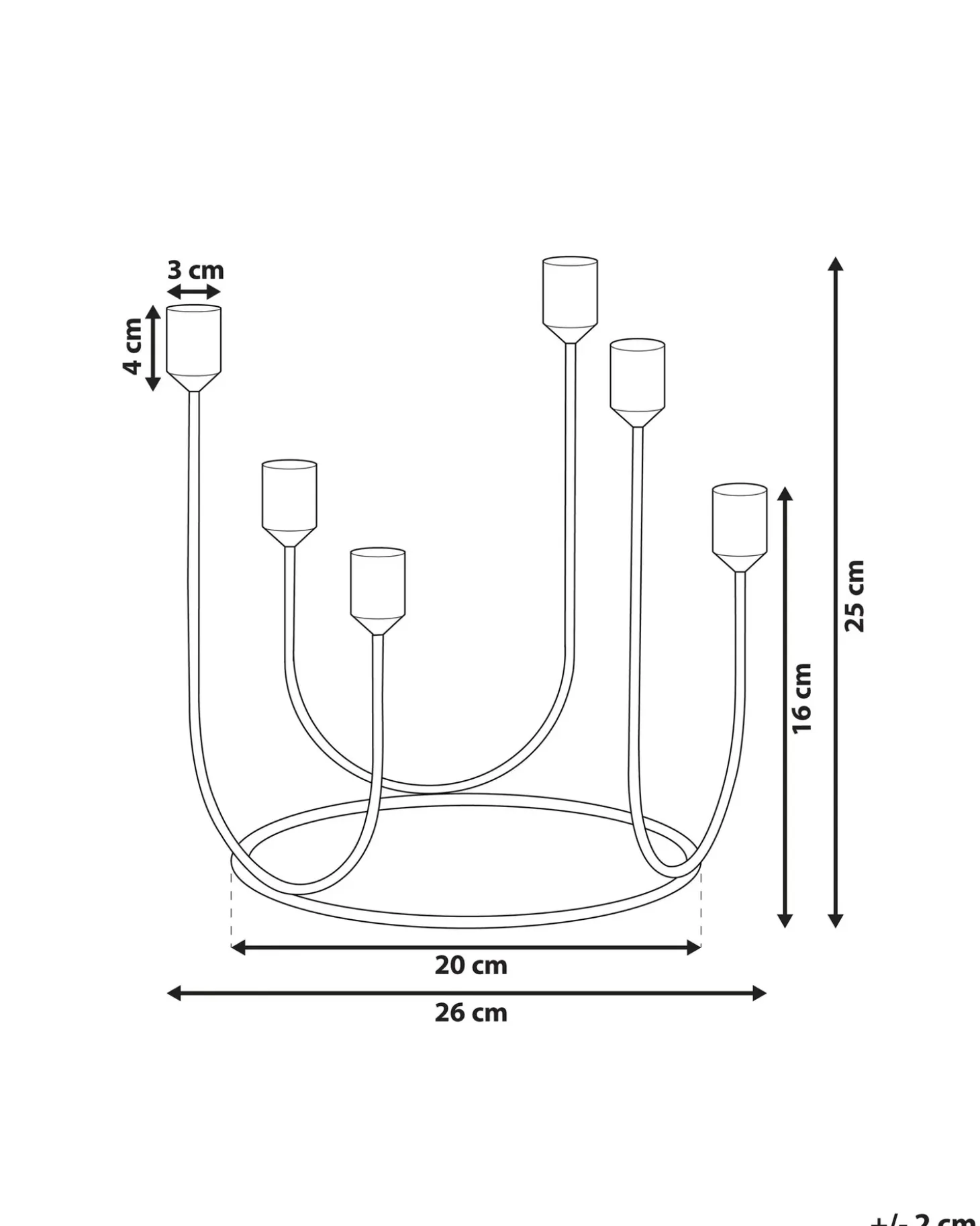 Lysestage PANAY Metal 25 cm Sort