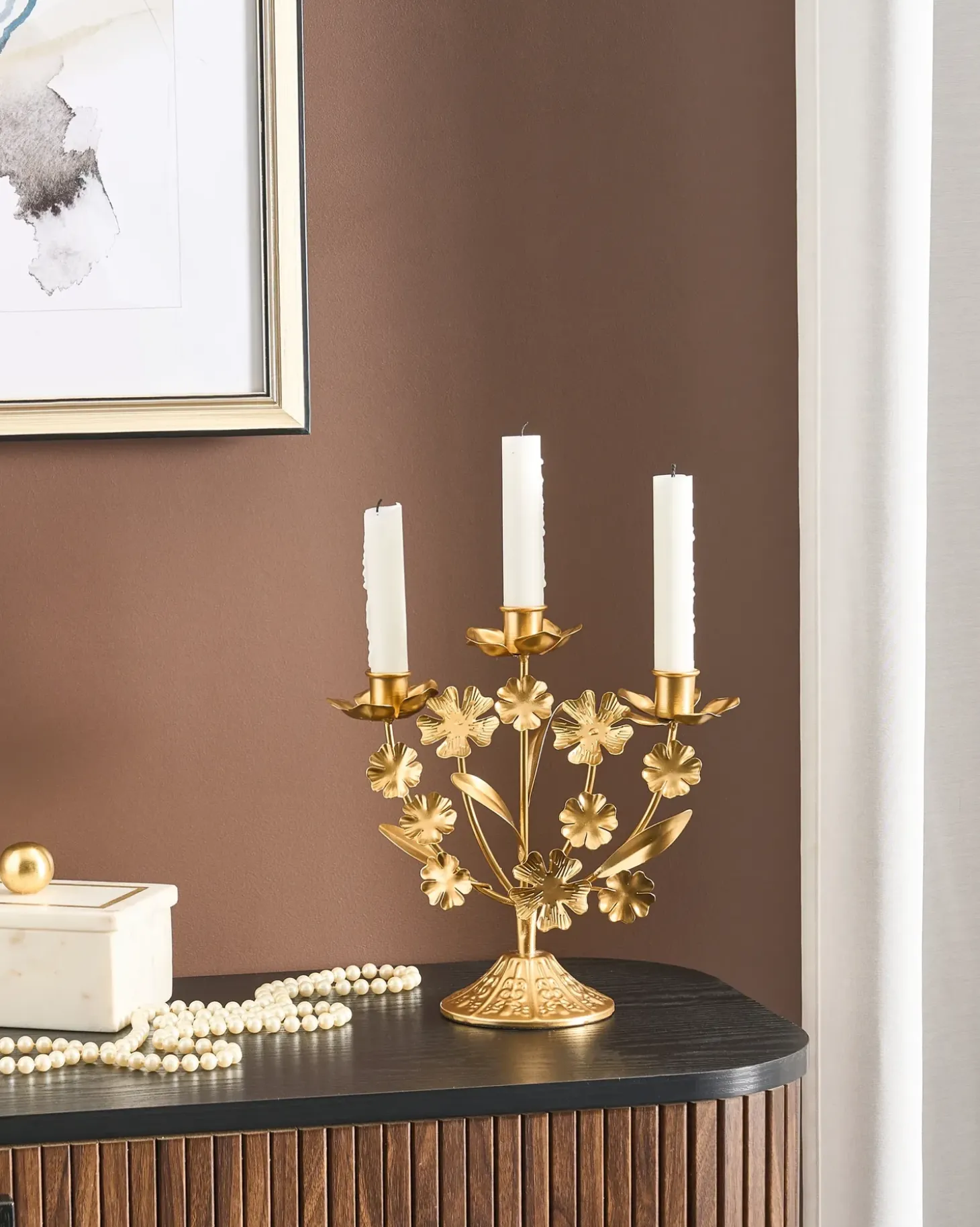 Lysestage RAMADA Metal 25 cm Guld
