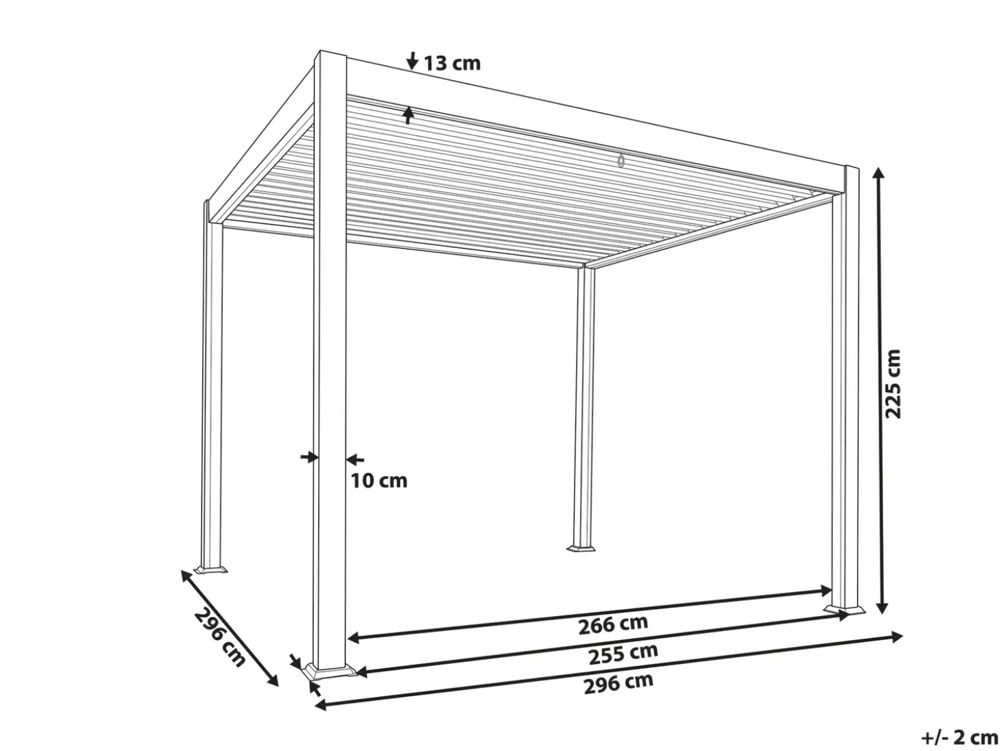 Lysthus FORNOLI Metal 296 cm 296 cm Hvid