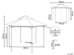 Lysthus PORTEL Metal 350 cm 350 cm Grafit