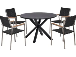 MALETTO/GROSSETO 4 personers Havemøbelsæt Sort PE-rattan