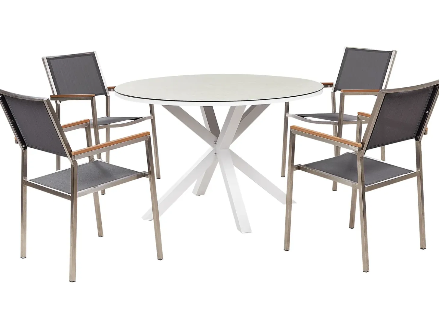 MALETTO/GROSSETO 4 personers Havemøbelsæt Grå/beige Metal Marmor effekt