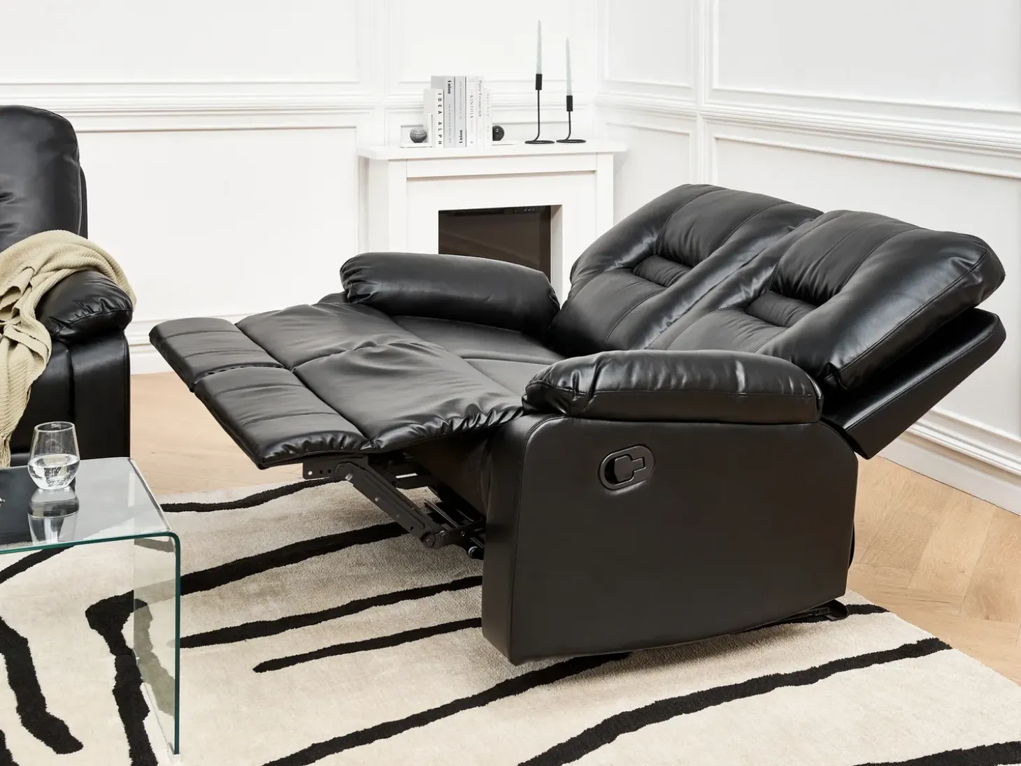 Manuel recliner sofa 2 personers BERGEN Kunstlæder Sort