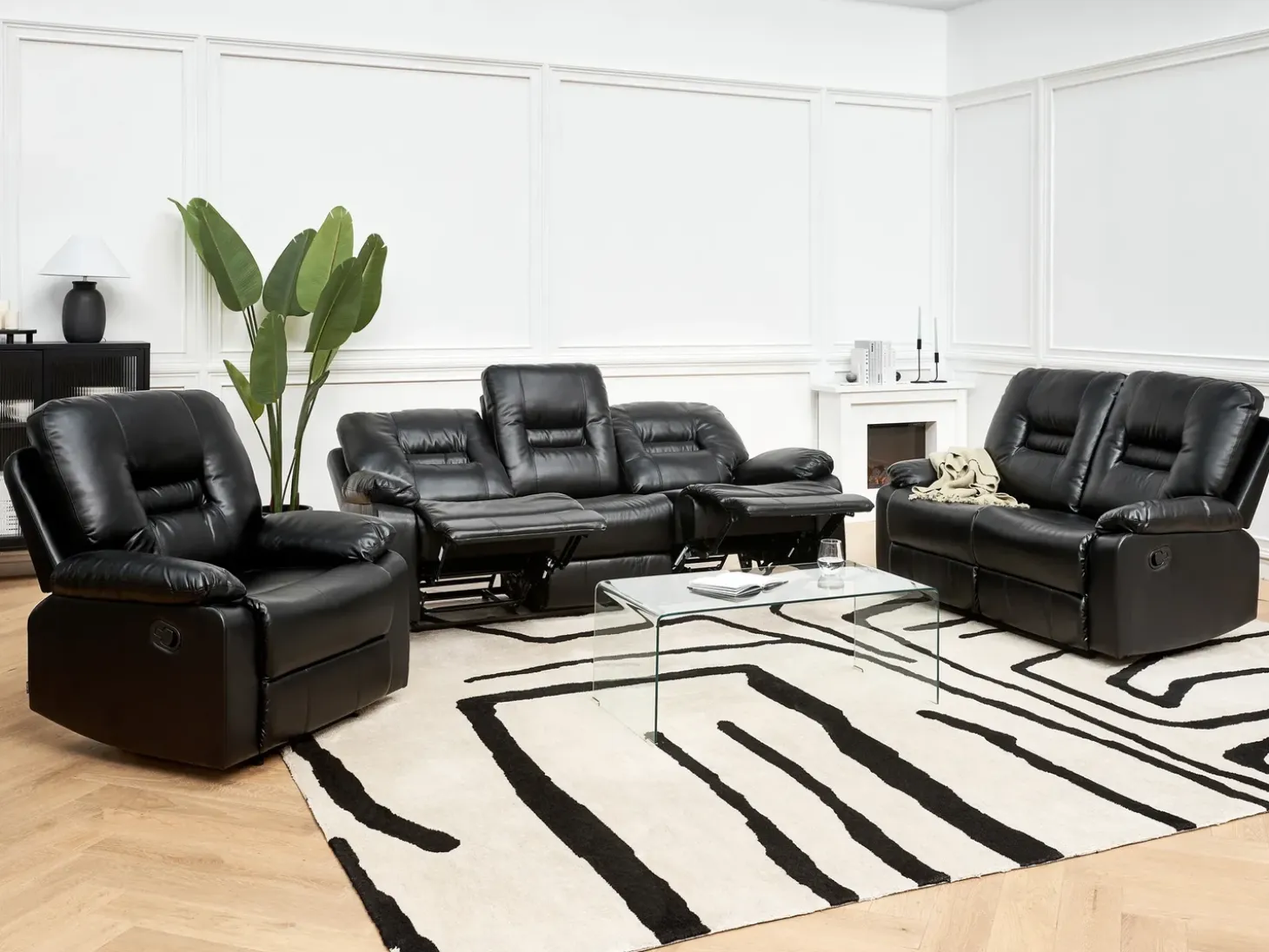 Manuel recliner sofa 2 personers BERGEN Kunstlæder Sort