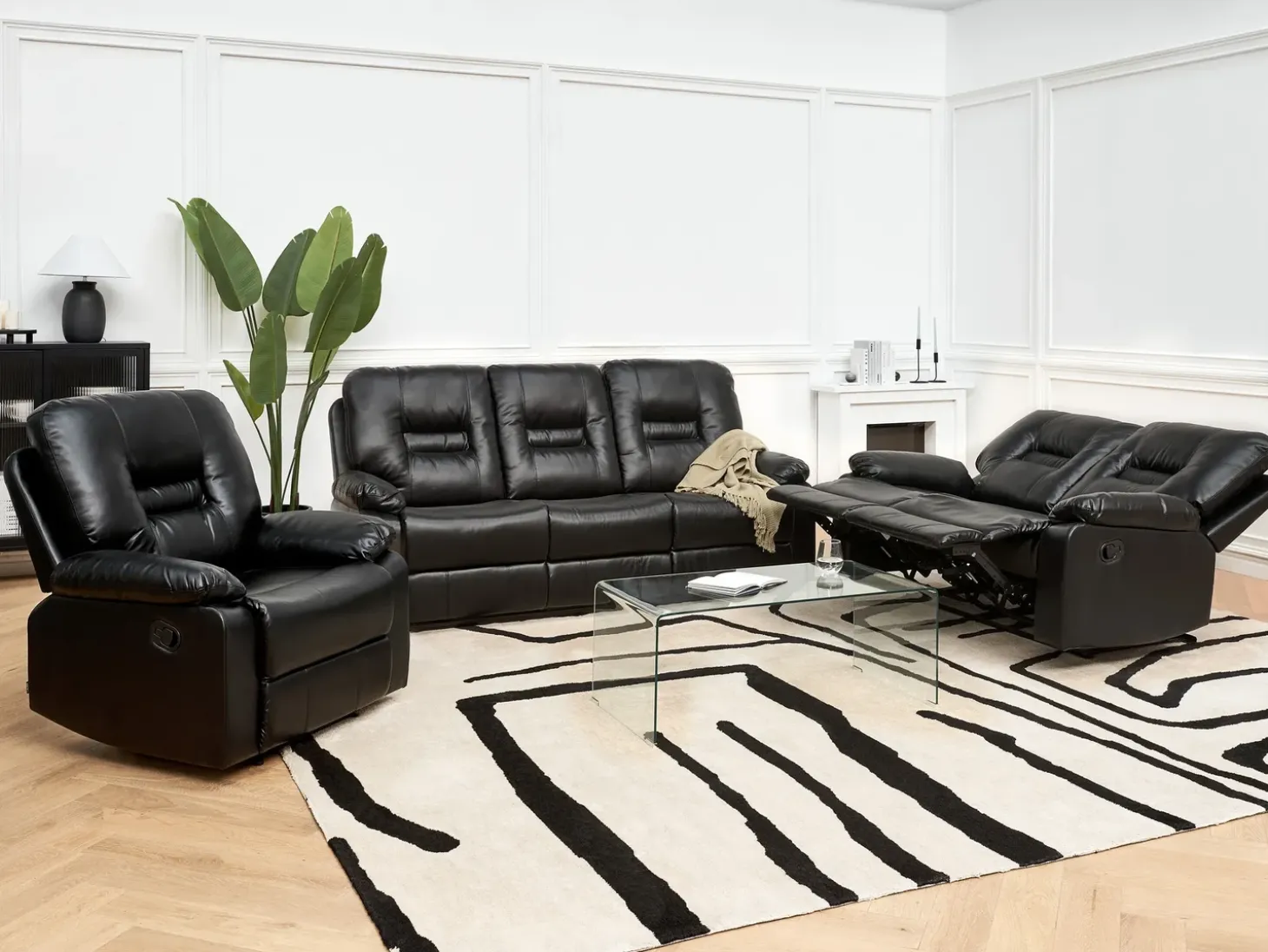 Manuel recliner sofa 2 personers BERGEN Kunstlæder Sort