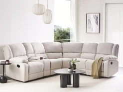 Manuel recliner hjørnesofa 5 personers ROKKE Lys Beige Venstrevendt