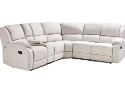 Manuel recliner hjørnesofa 5 personers ROKKE Lys Beige Venstrevendt