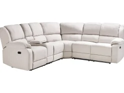 Manuel recliner hjørnesofa 5 personers ROKKE Lys Beige med USB-port Venstrevendt