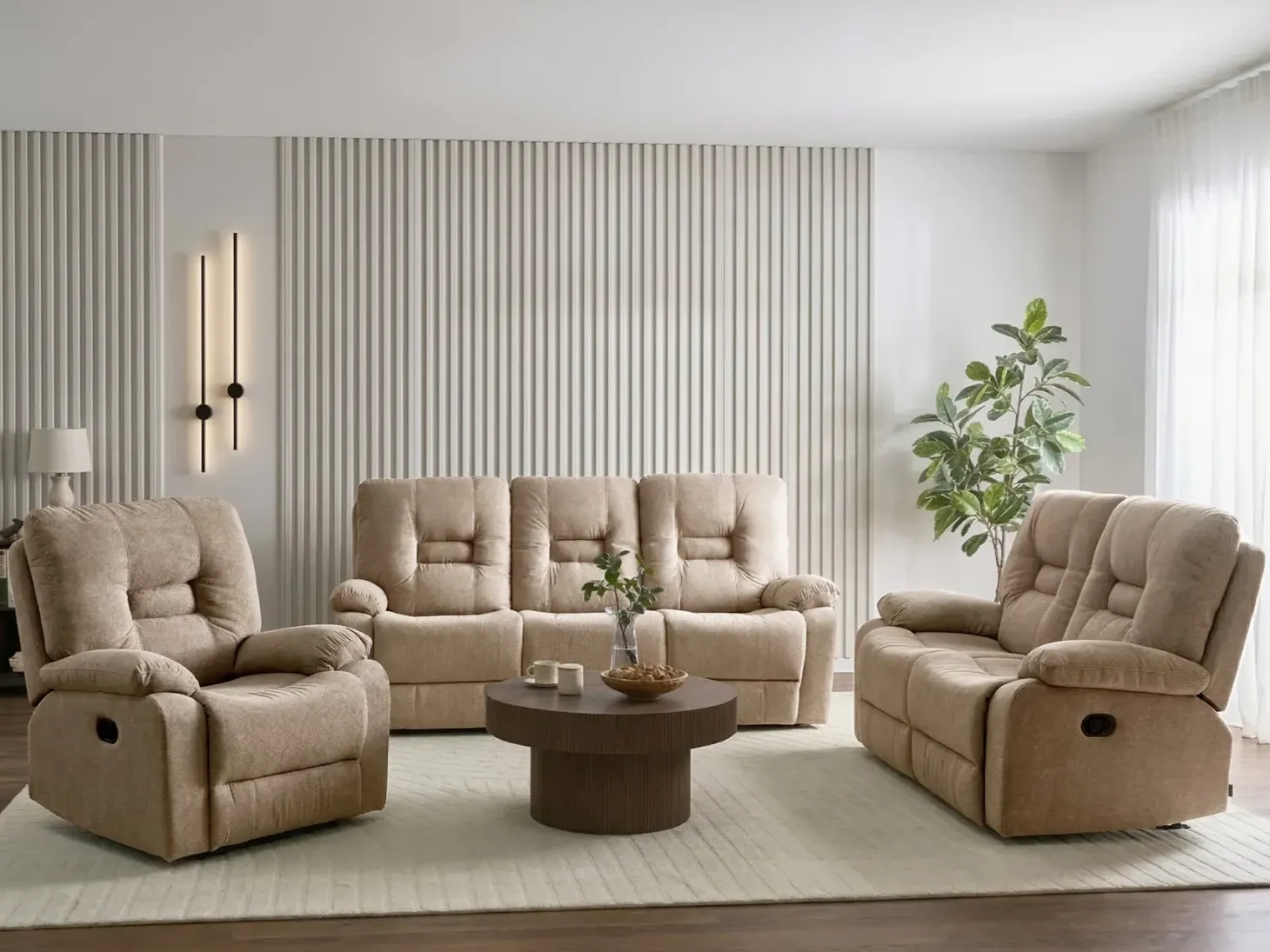 Manuel recliner sofa 3 personers BERGEN Beige