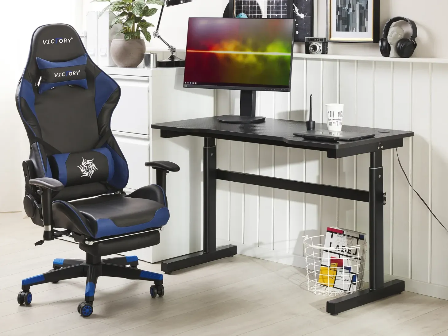Manuelt justerbart gamingbord DURBIN Sort 120 cm 60 cm RGB LED