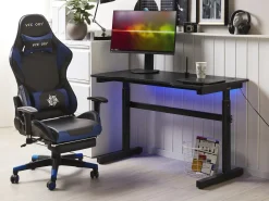 Manuelt justerbart gamingbord DURBIN Sort 120 cm 60 cm RGB LED