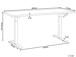 Manuelt justerbart hæve sænkebord DESTINES Grå/sort 160 cm 72 cm