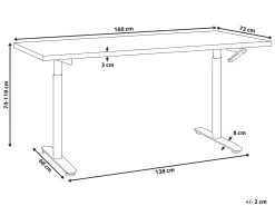 Manuelt justerbart hæve sænkebord DESTINAS Lysebrun/hvid 160 cm 72 cm