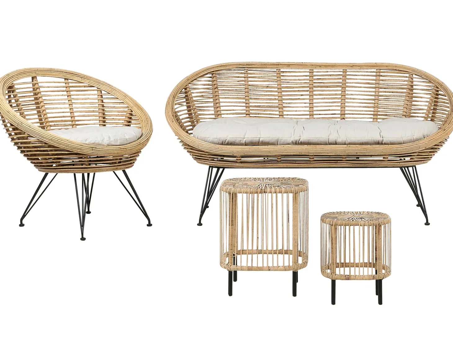 MARATEA/CESENATICO 3 personers Loungesæt med bord Naturlig Rattan