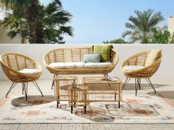 MARATEA/CESENATICO 4 personers Loungesæt med bord Naturlig Rattan