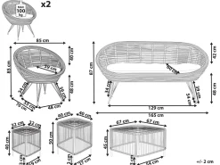 MARATEA/CESENATICO 4 personers Loungesæt med bord Naturlig Rattan