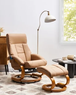 Massagestol FORCE med fodskammel Kunstlæder Sand Beige