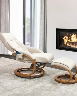 Massagestol FORCE med fodskammel Kunstlæder Lys Beige