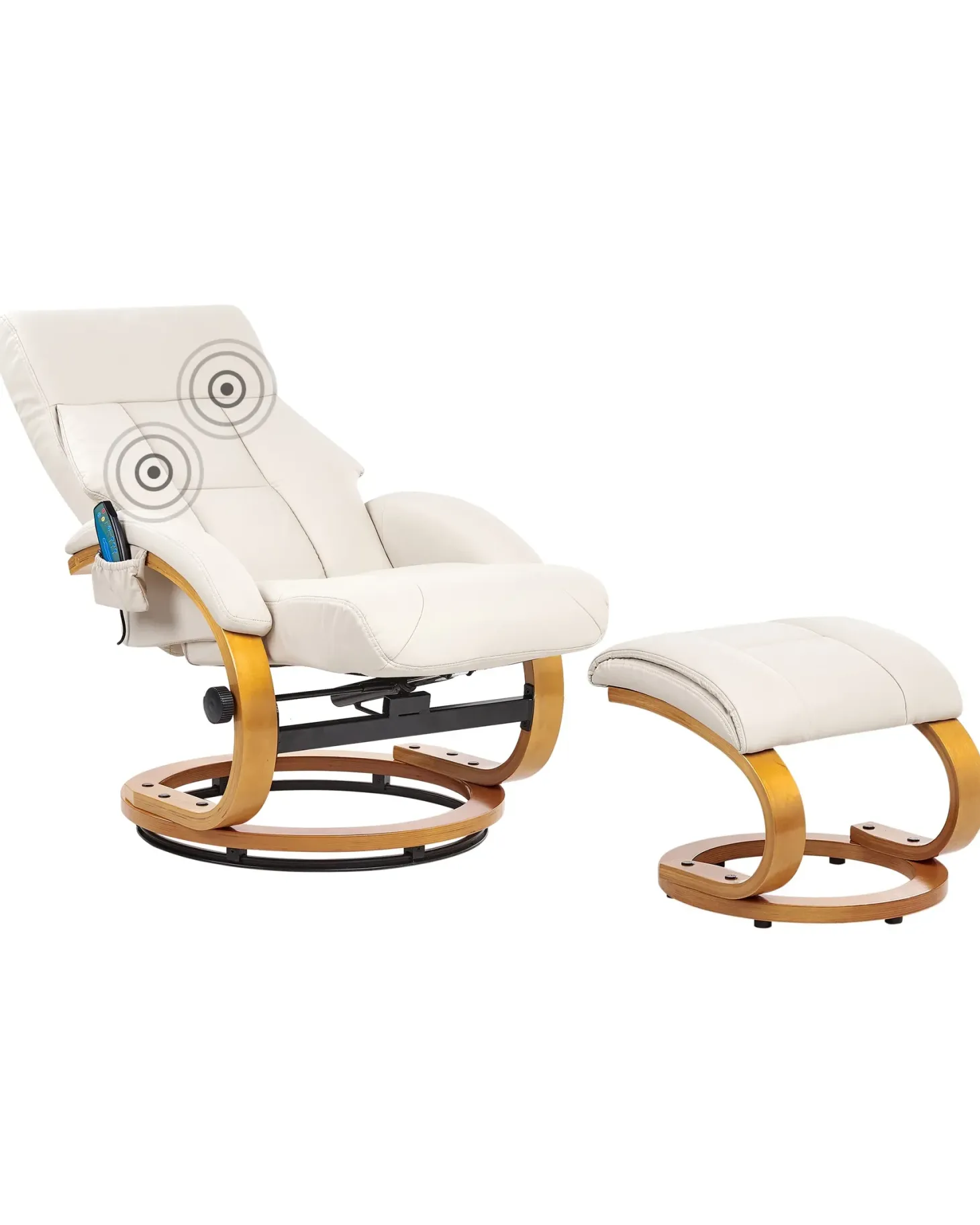 Massagestol FORCE med fodskammel Kunstlæder Lys Beige
