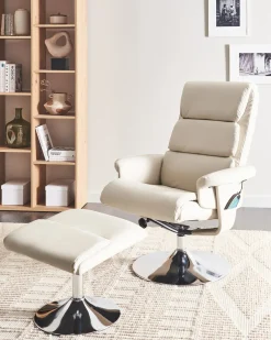 Massagestol LEGEND med fodskammel Kunstlæder Lys Beige