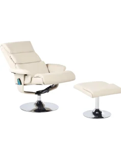 Massagestol LEGEND med fodskammel Kunstlæder Lys Beige