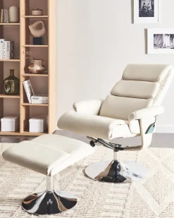 Massagestol LEGEND med fodskammel Kunstlæder Lys Beige