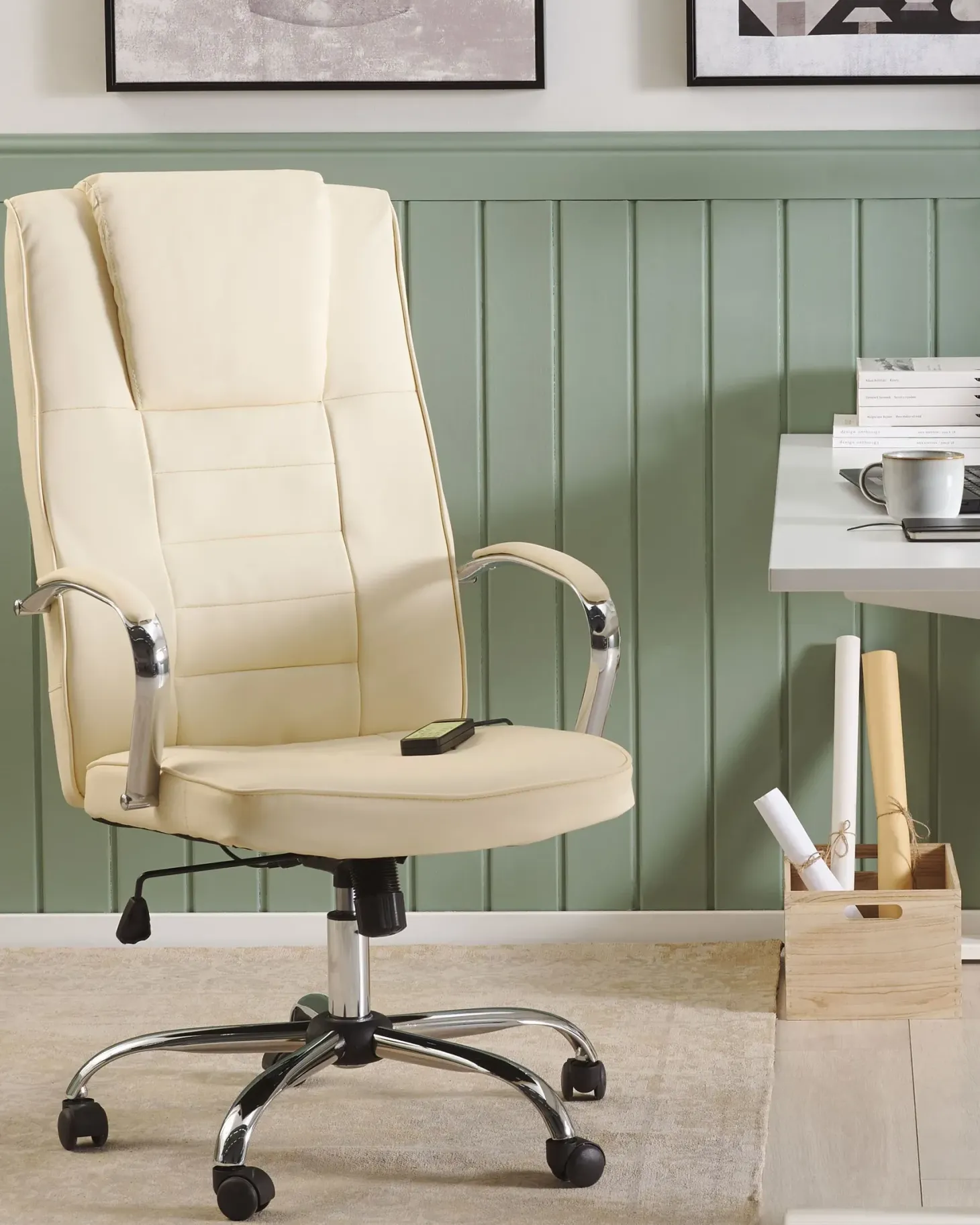 Massagestol med varme GRANDEUR Kunstlæder Beige