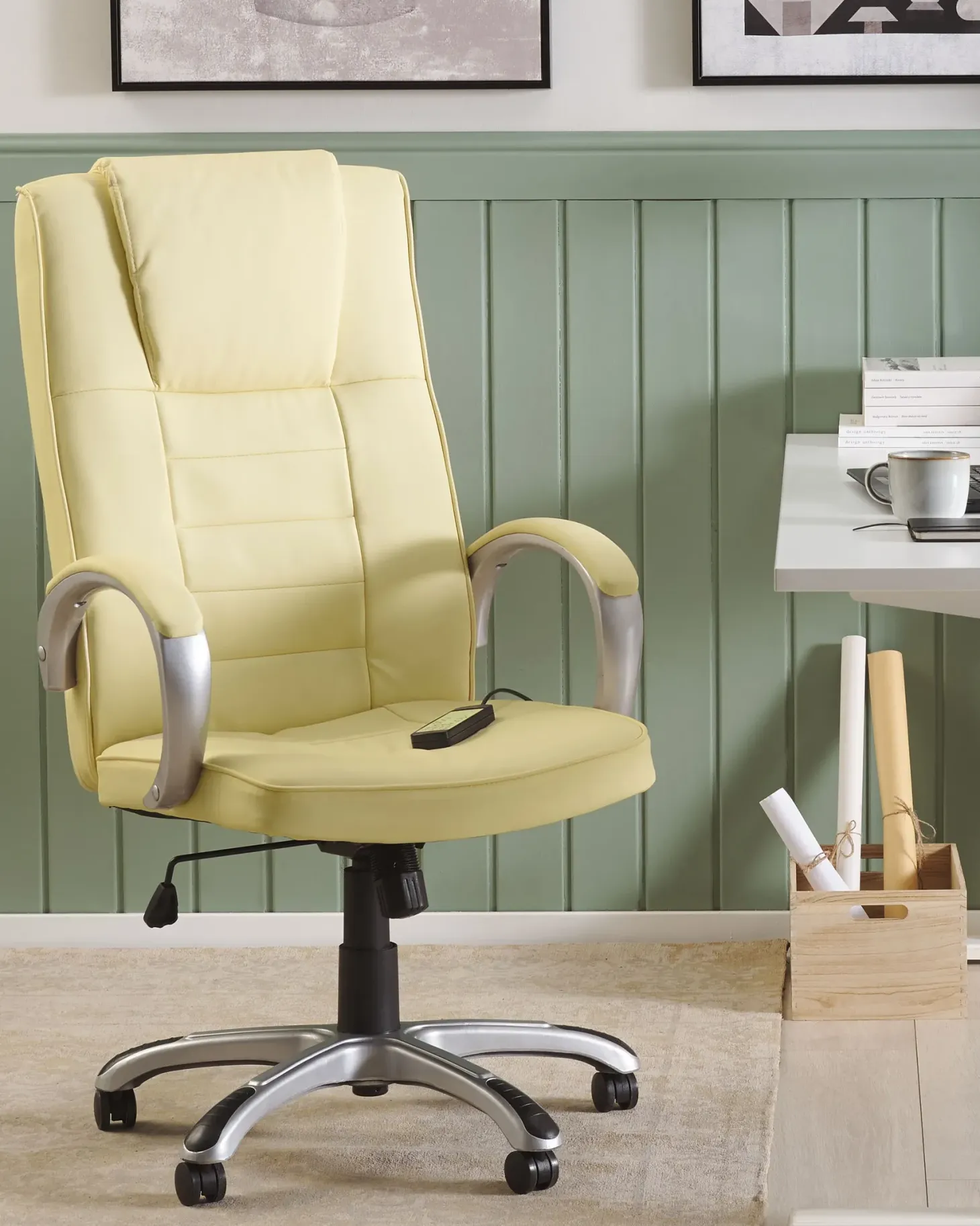 Massagestol med varme GRANDEUR Kunstlæder Beige