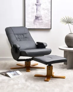 Massagestol RELAXPRO med fodskammel Kunstlæder Sort