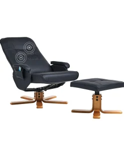 Massagestol RELAXPRO med fodskammel Kunstlæder Sort