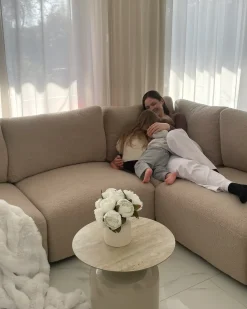 MESNALI 5 personers Hjørnesofa modul Højrevendt Beige Boucle