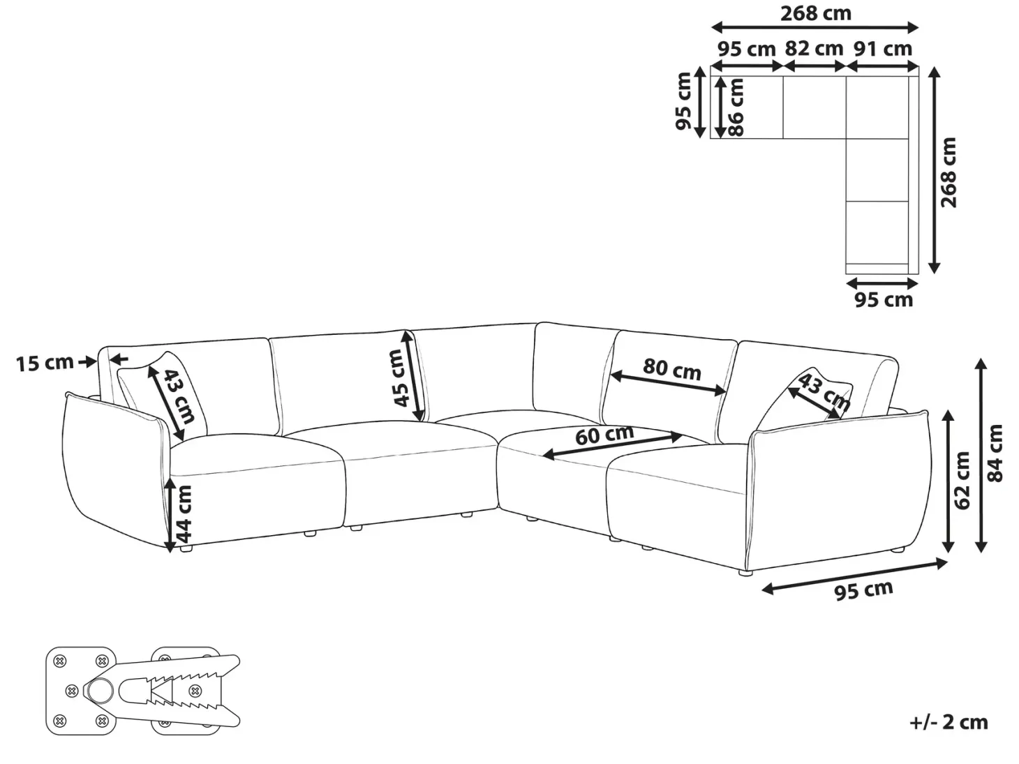 MESNALI 5 personers Hjørnesofa modul Venstrevendt Beige