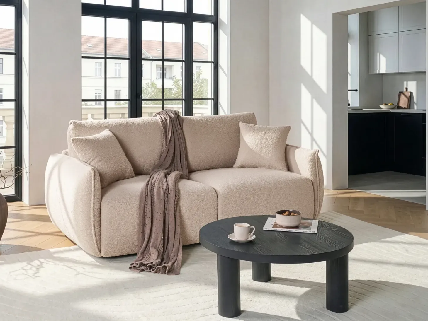 MESNALI 2 personers Modulsofa Beige Boucle