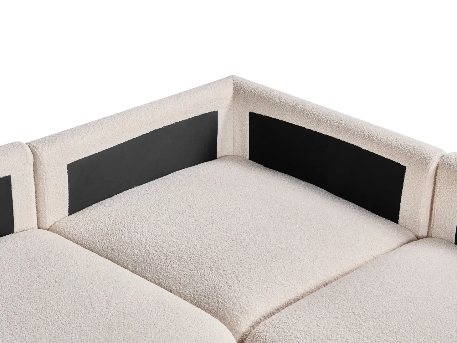MESNALI 8 personers U-formet modulsofa Cremehvid Boucle