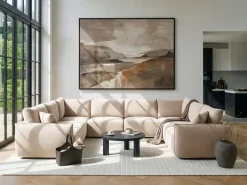 MESNALI 8 personers U-formet modulsofa Beige Boucle