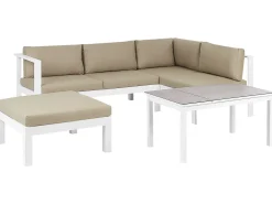 MESSINA 5 personers Have-hjørnesofasæt Venstrevendt Sand Beige Metal