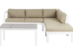 MESSINA 5 personers Have-hjørnesofasæt Venstrevendt Sand Beige Metal
