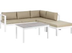 MESSINA 5 personers Have-hjørnesofasæt Venstrevendt Sand Beige Metal